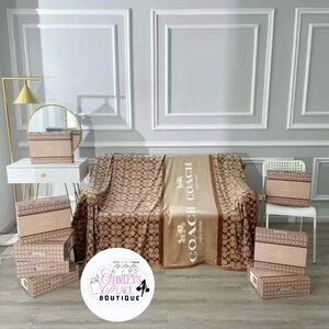 Coach Signature Brown and Tan Throw